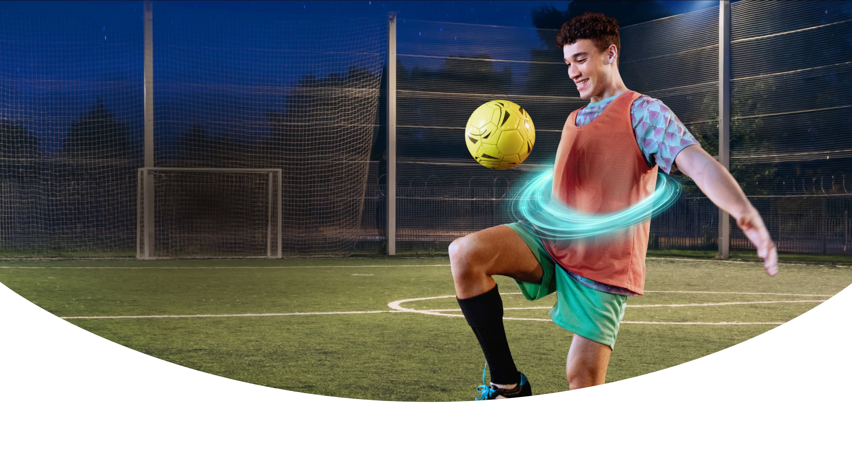 Man juggling soccer ball